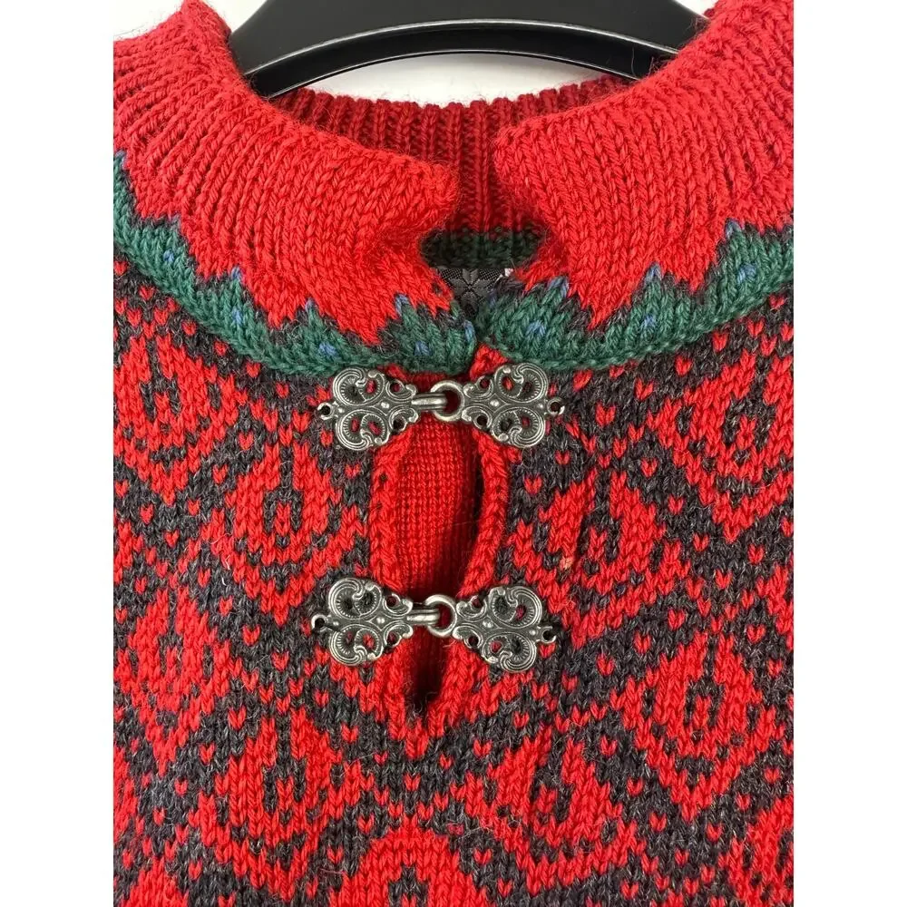 Dale Of Norway Pure Wool Lined Heavyweight Sweater Red Nordic Print Clasp Large - Picture 5 of 16